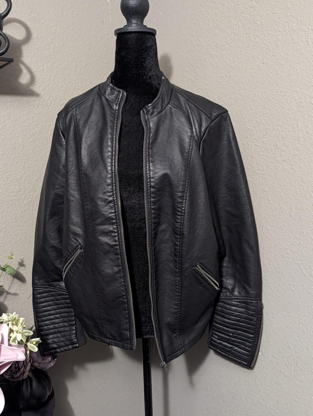 Torrid Size 0 Black faux leather moto jacket